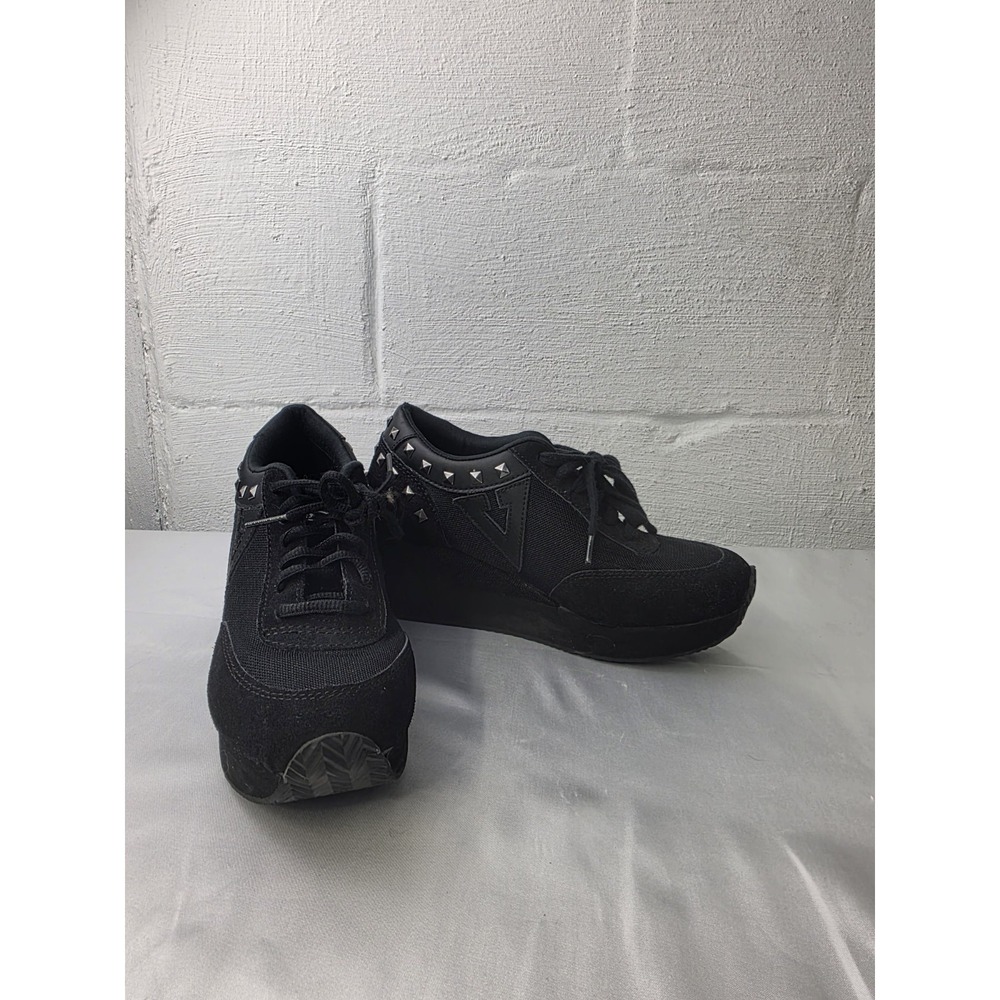 Volatile Expulsion Y2K Shoes Women's 7.5 Black Suede Studded Platform Sneakers - Picture 2 of 11